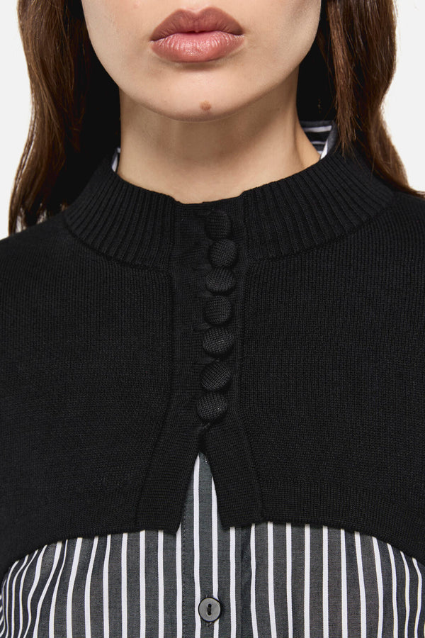 Dangerfield - Moggy High Neck Cropped Cardigan - black