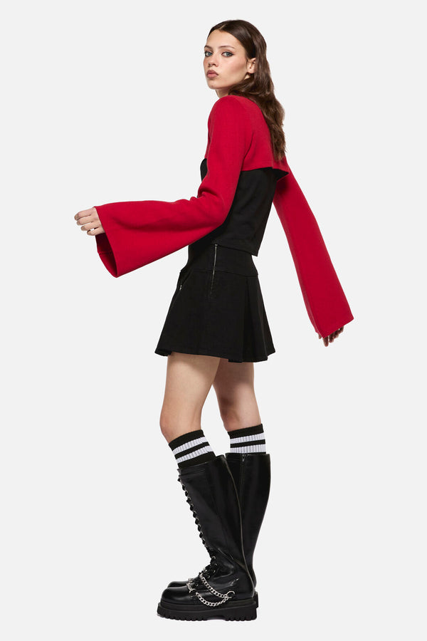 Dangerfield - Moggy High Neck Cropped Cardigan - red