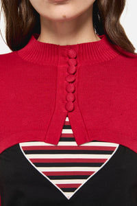 Dangerfield - Moggy High Neck Cropped Cardigan - red