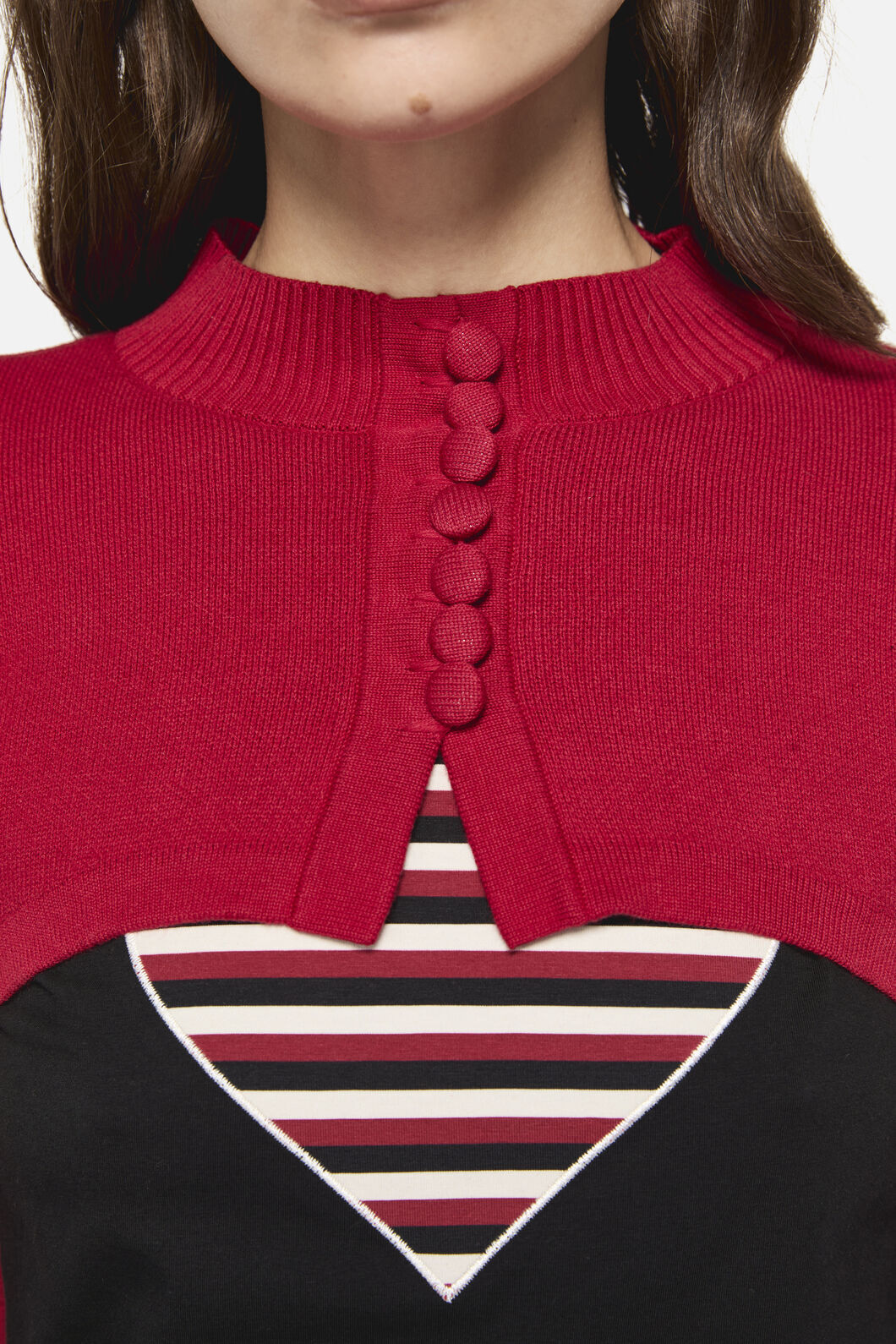 Dangerfield - Moggy High Neck Cropped Cardigan - red