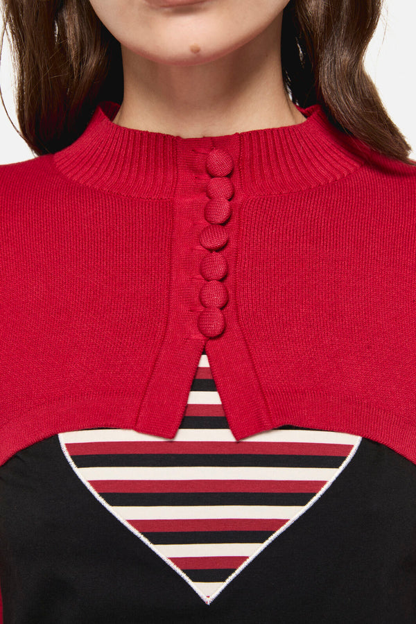 Dangerfield - Moggy High Neck Cropped Cardigan - red