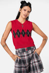 Dangerfield - Moggy Argyle Vest - red