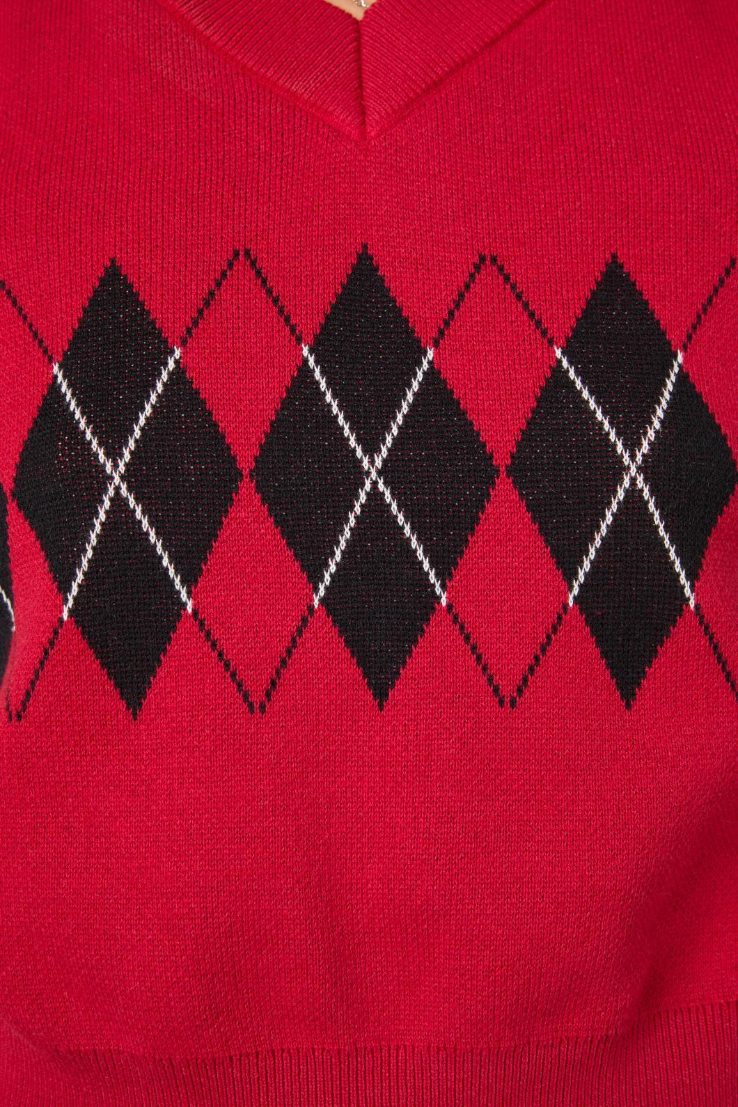 Dangerfield - Moggy Argyle Vest - red