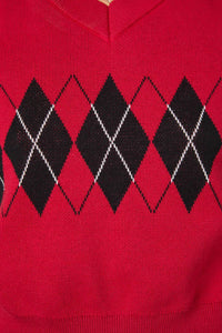 Dangerfield - Moggy Argyle Vest - red