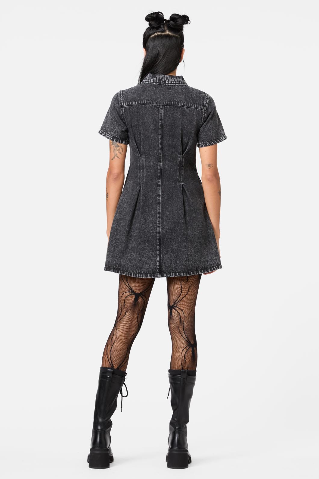 Dangerfield - Moggy Denim Short Sleeve Dress - black