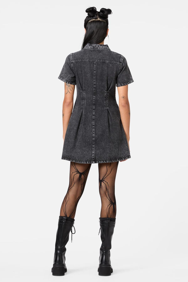 Dangerfield - Moggy Denim Short Sleeve Dress - black