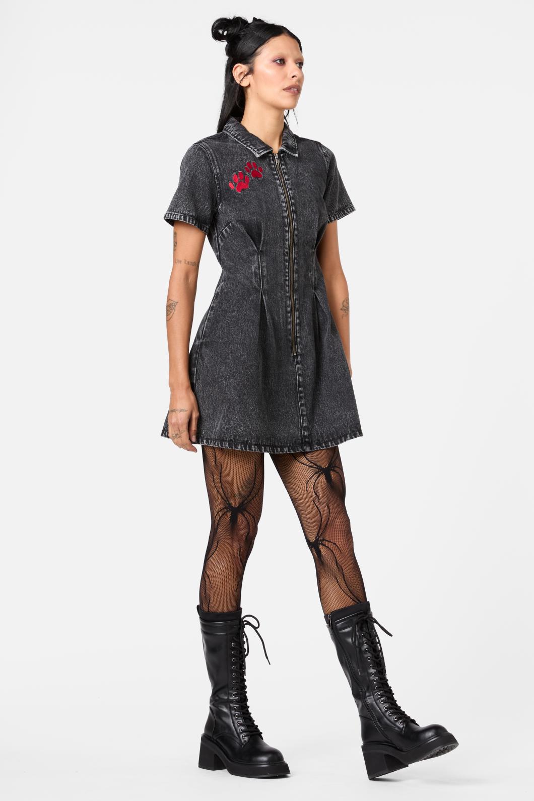 Dangerfield - Moggy Denim Short Sleeve Dress - black
