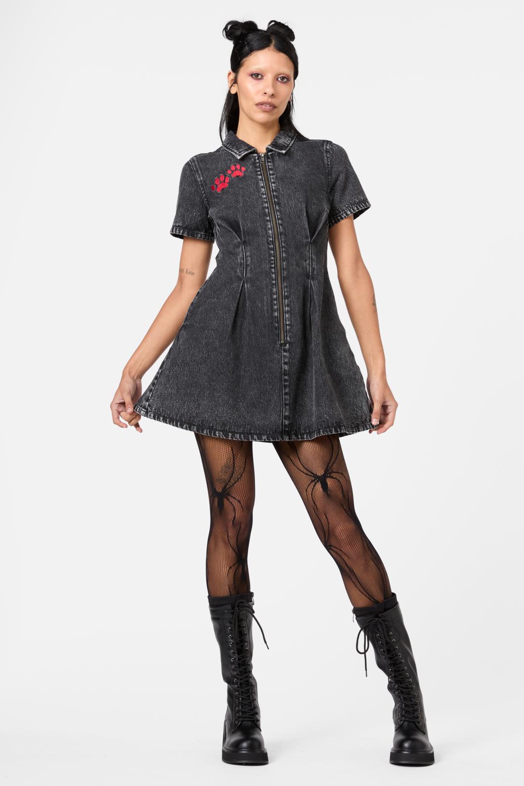 Dangerfield - Moggy Denim Short Sleeve Dress - black