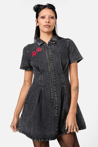 Dangerfield - Moggy Denim Short Sleeve Dress - black
