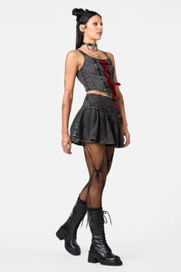 Dangerfield - Moggy Denim Bow Corset Top - black