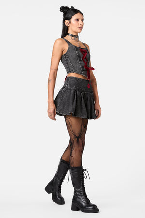 Dangerfield - Moggy Denim Pleated Skort - black