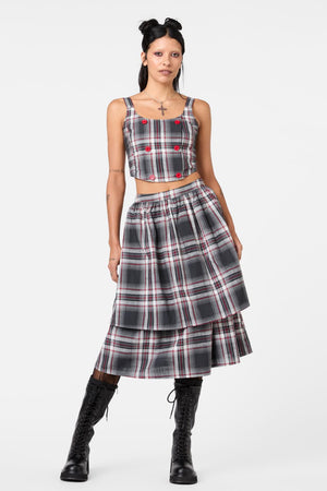 Dangerfield - Moggy Tartan Layered Skirt - grey