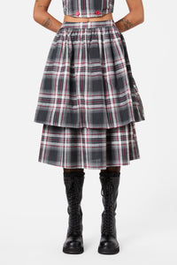 Dangerfield - Moggy Tartan Layered Skirt - grey