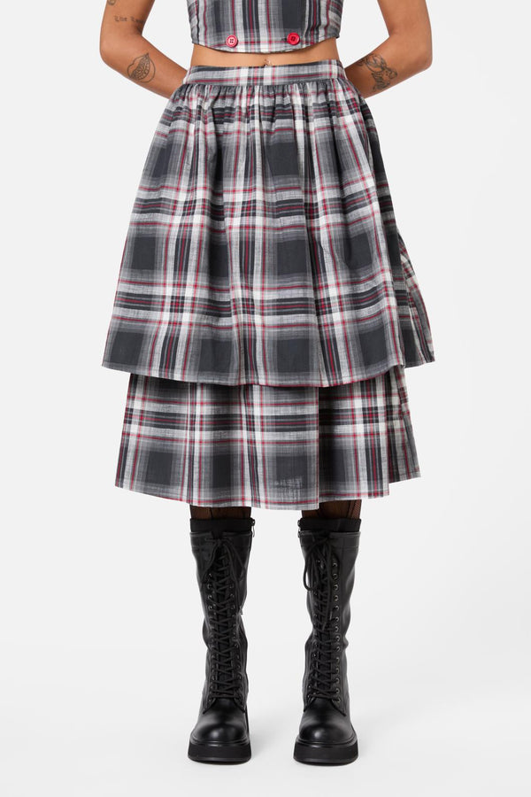 Dangerfield - Moggy Tartan Layered Skirt - grey
