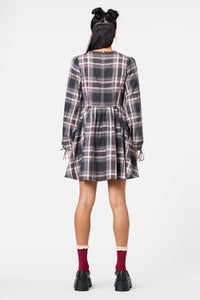 Dangerfield - Moggy Tartan Long Sleeve Dress - grey