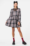Dangerfield - Moggy Tartan Long Sleeve Dress - grey