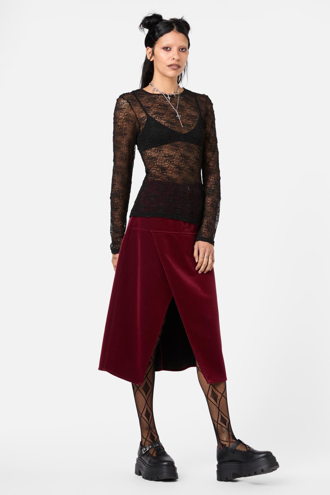 Dangerfield - Myth TexturedMeshLongSleeveTop - black