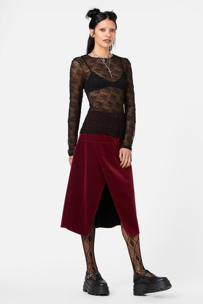 Dangerfield - Myth TexturedMeshLongSleeveTop - black