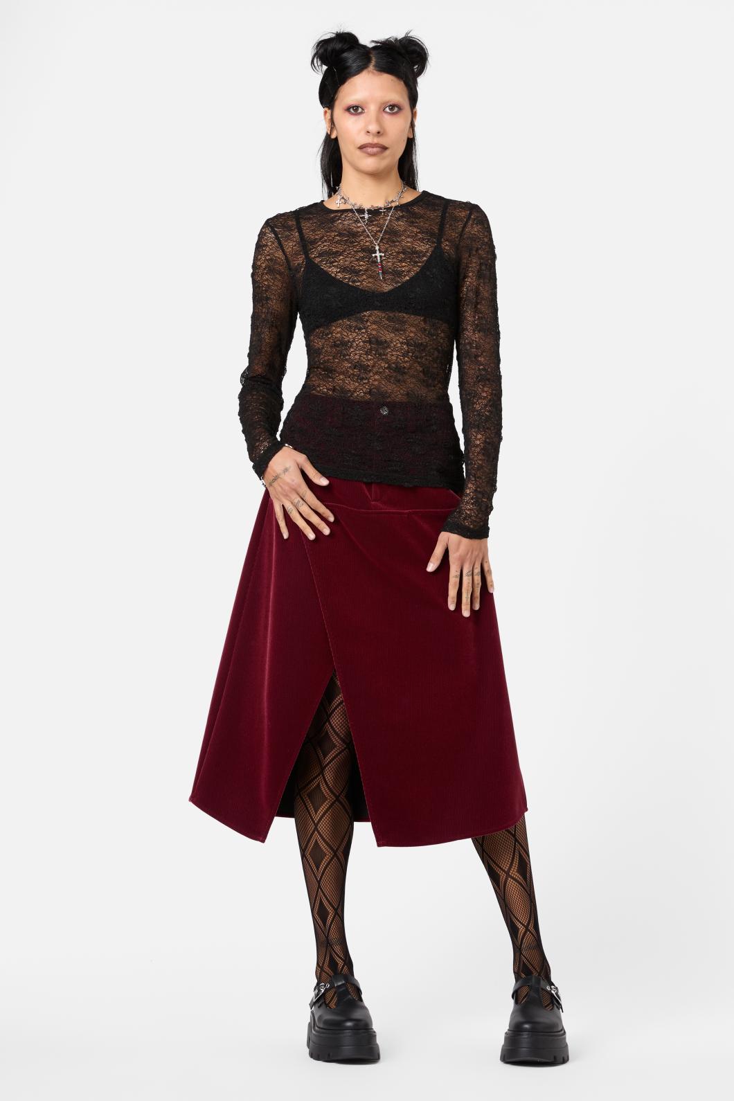 Dangerfield - Myth TexturedMeshLongSleeveTop - black