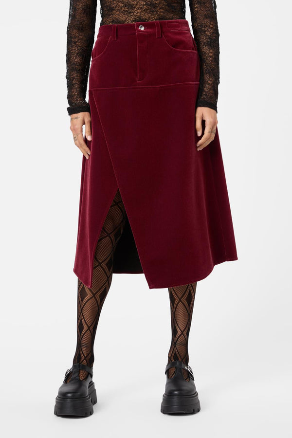 Dangerfield - Prestige Stripe Cord Skirt - red-black