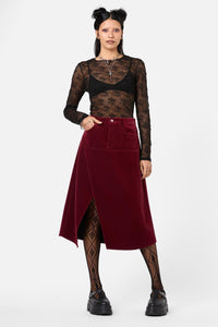 Dangerfield - Prestige Stripe Cord Skirt - red-black