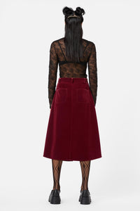 Dangerfield - Prestige Stripe Cord Skirt - red-black