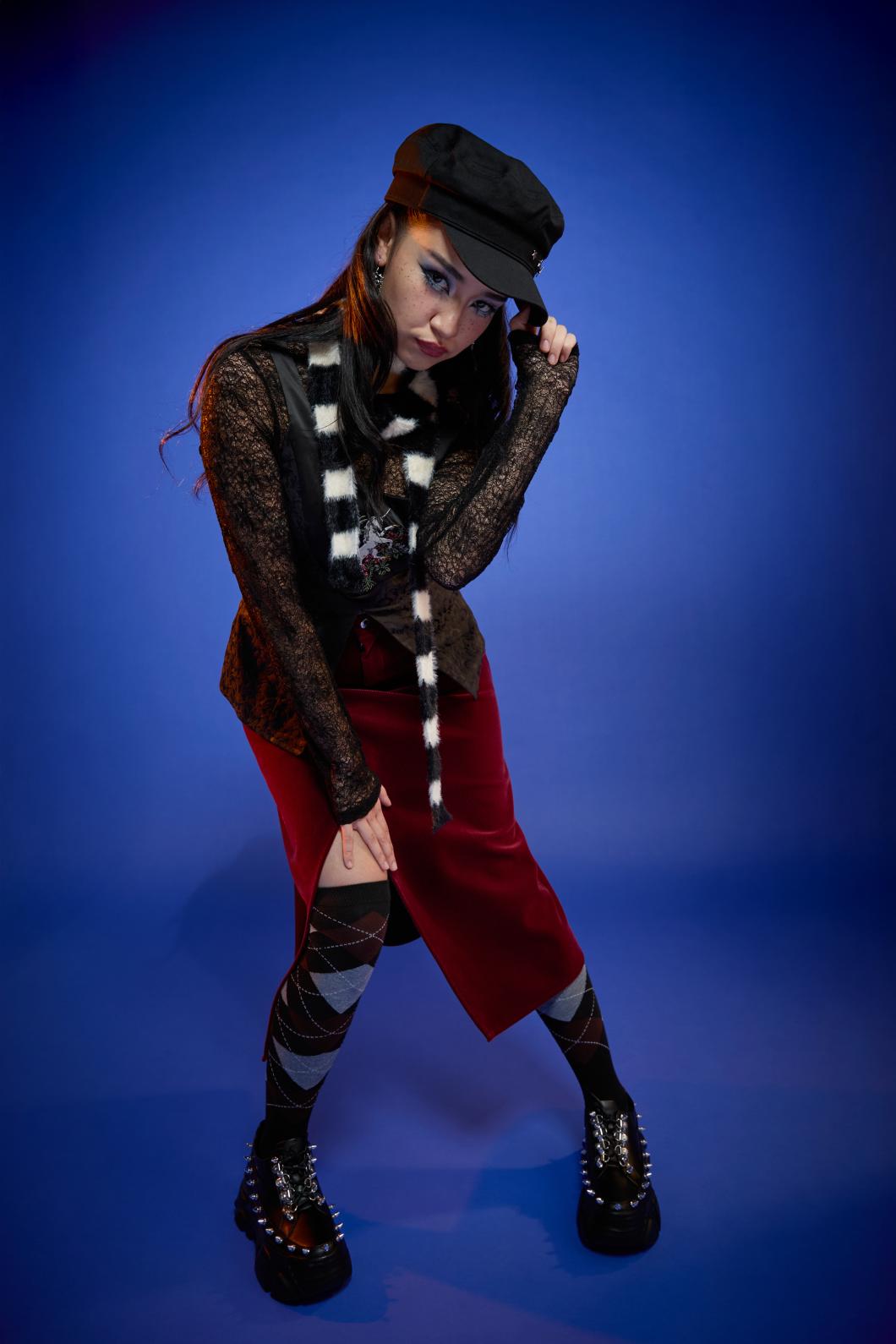 Dangerfield - Prestige Stripe Cord Skirt - red-black