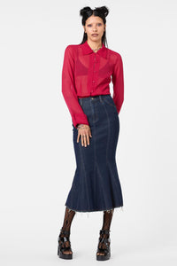 Dangerfield - Fable Denim Midi Skirt - indigo