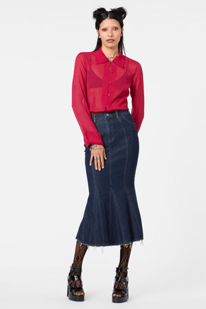 Dangerfield - Fable Denim Midi Skirt - indigo