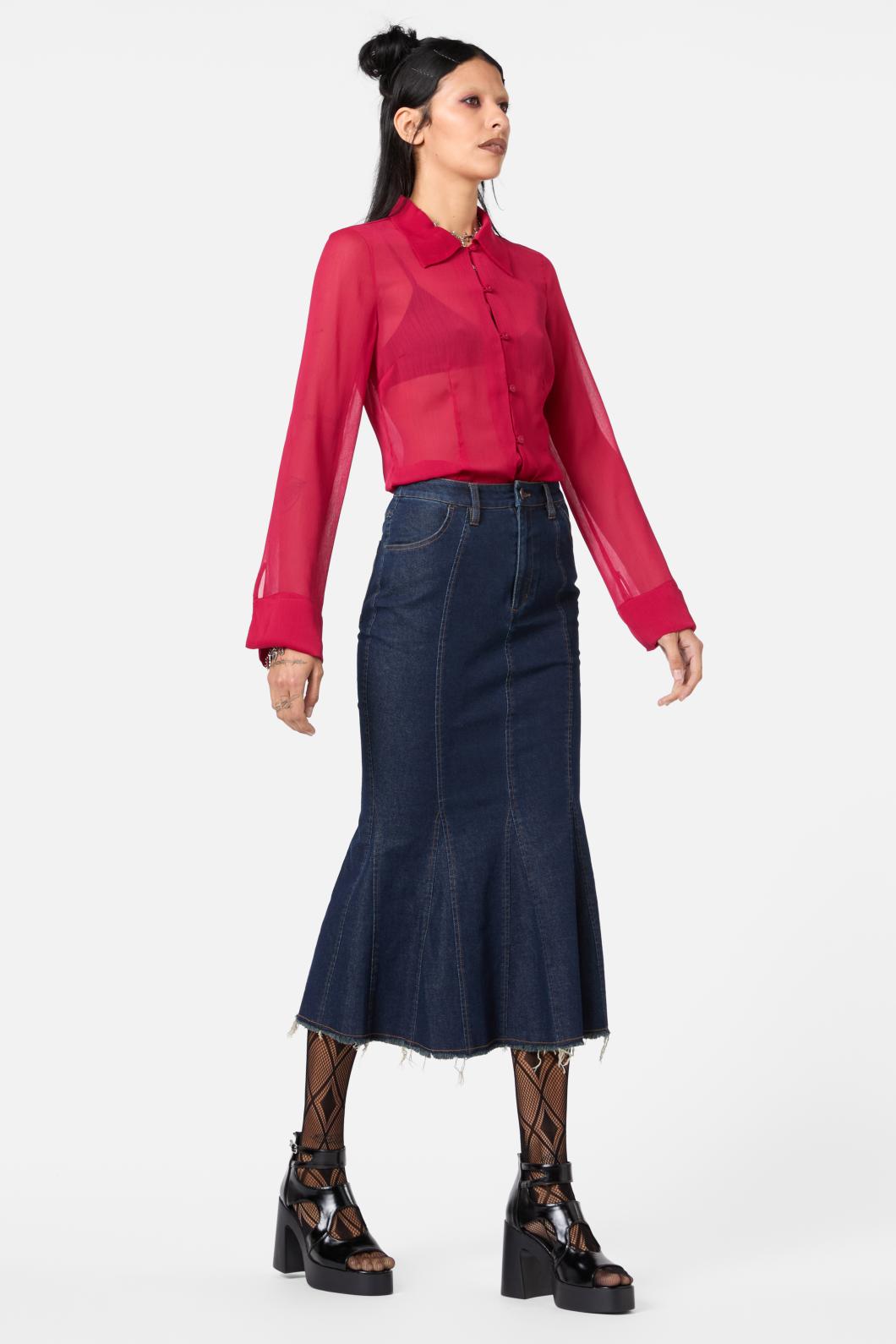 Dangerfield - Fable Denim Midi Skirt - indigo
