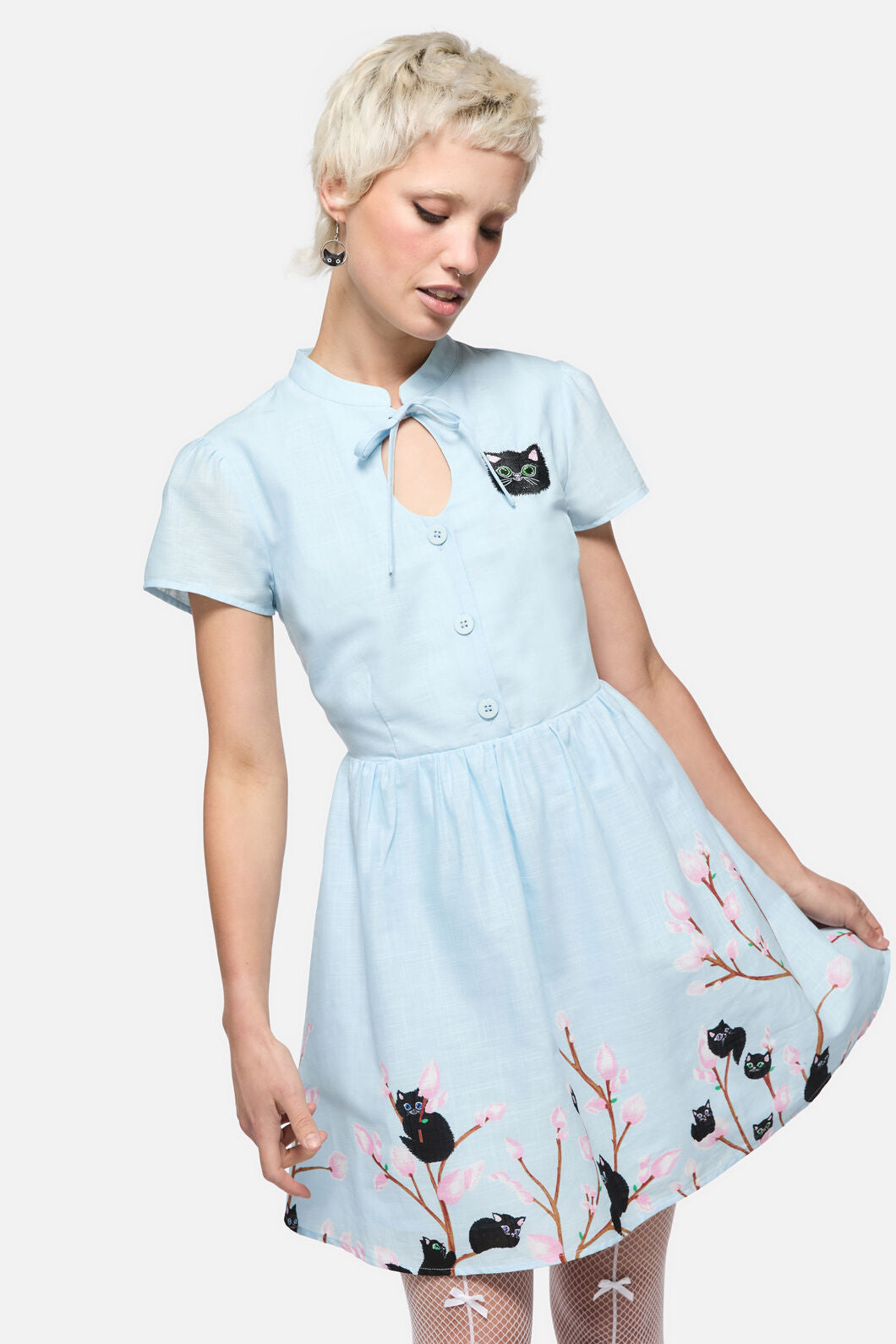 Dangerfield - Pussy Willow Border Dress - blue
