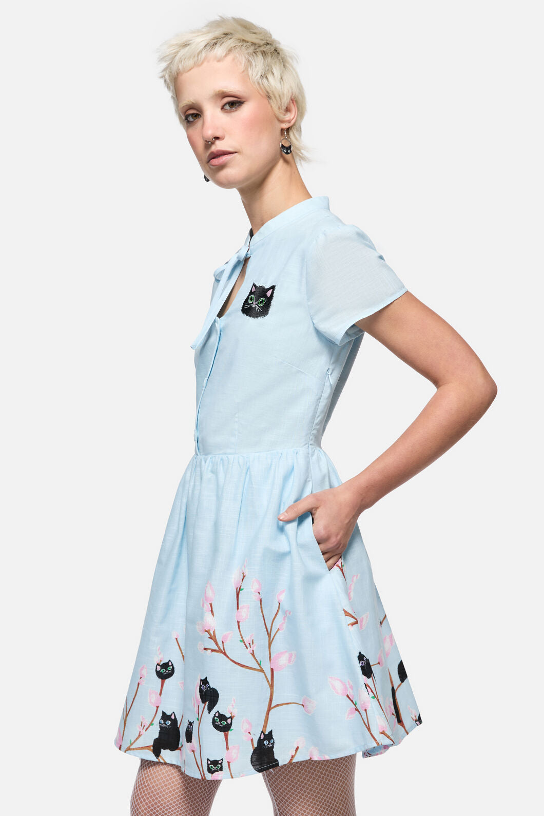 Dangerfield - Pussy Willow Border Dress - blue