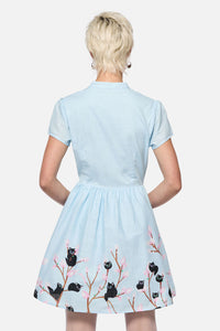 Dangerfield - Pussy Willow Border Dress - blue