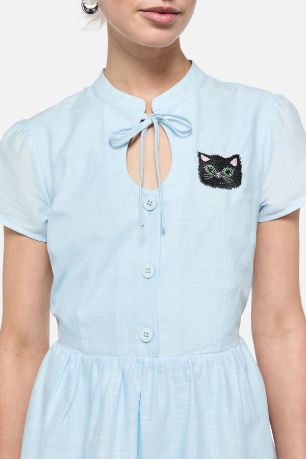 Dangerfield - Pussy Willow Border Dress - blue