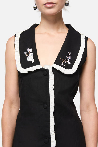 Dangerfield - Catkins Ruffle Pinny - black