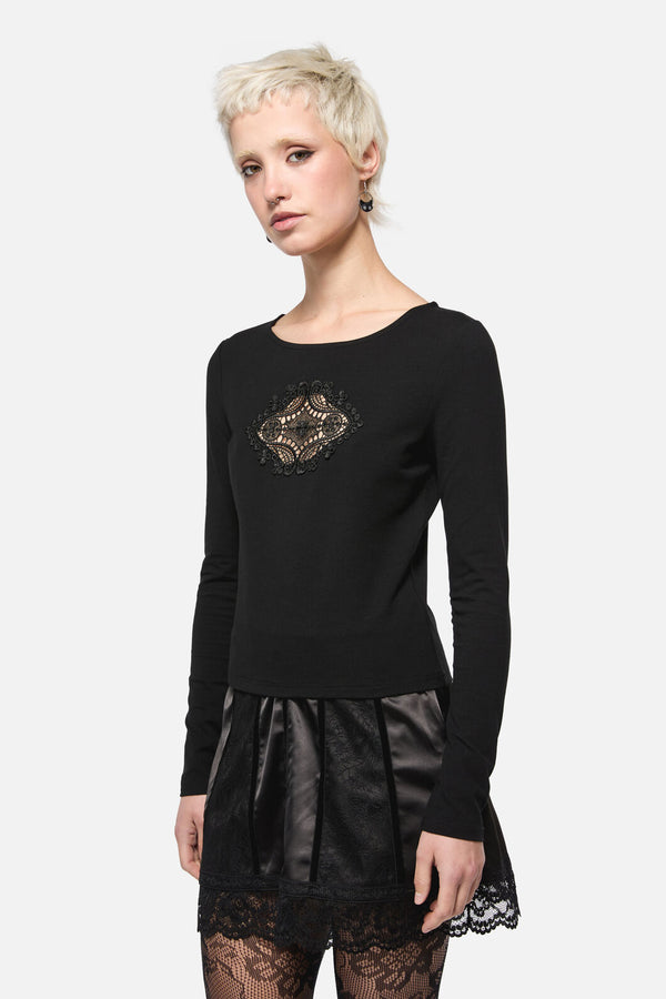 Dangerfield - Full Sun Lace Top - black