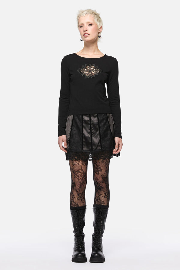 Dangerfield - Full Sun Lace Top - black