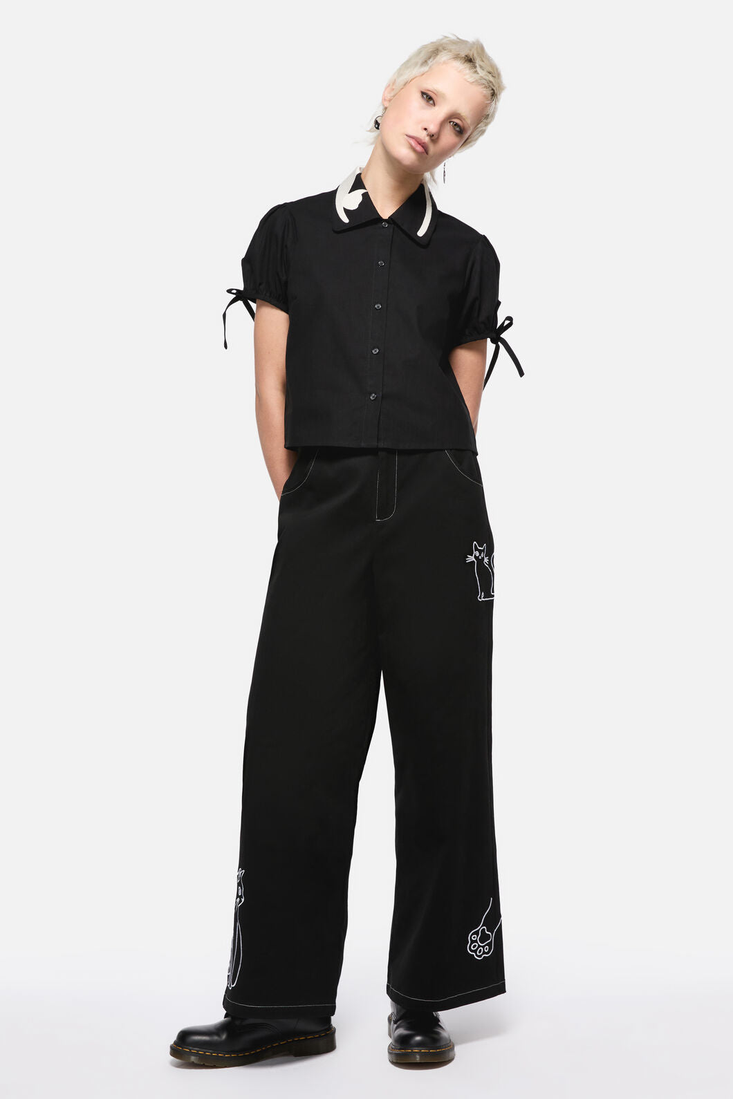 Dangerfield - Catkins Collar Blouse - black