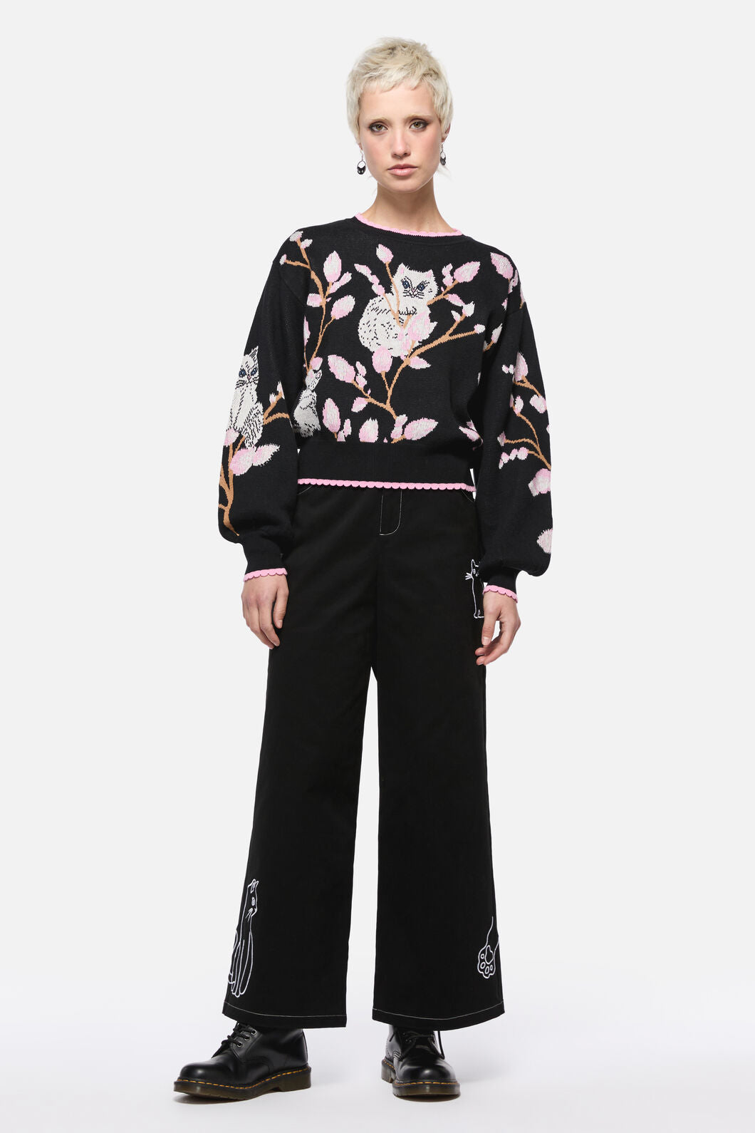 Dangerfield - Pussy Willow Border Knit - black