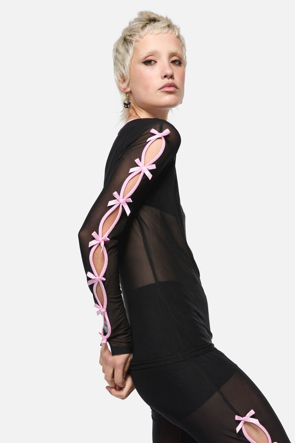 Dangerfield - Forgotten City Mesh Cut Out Top - black