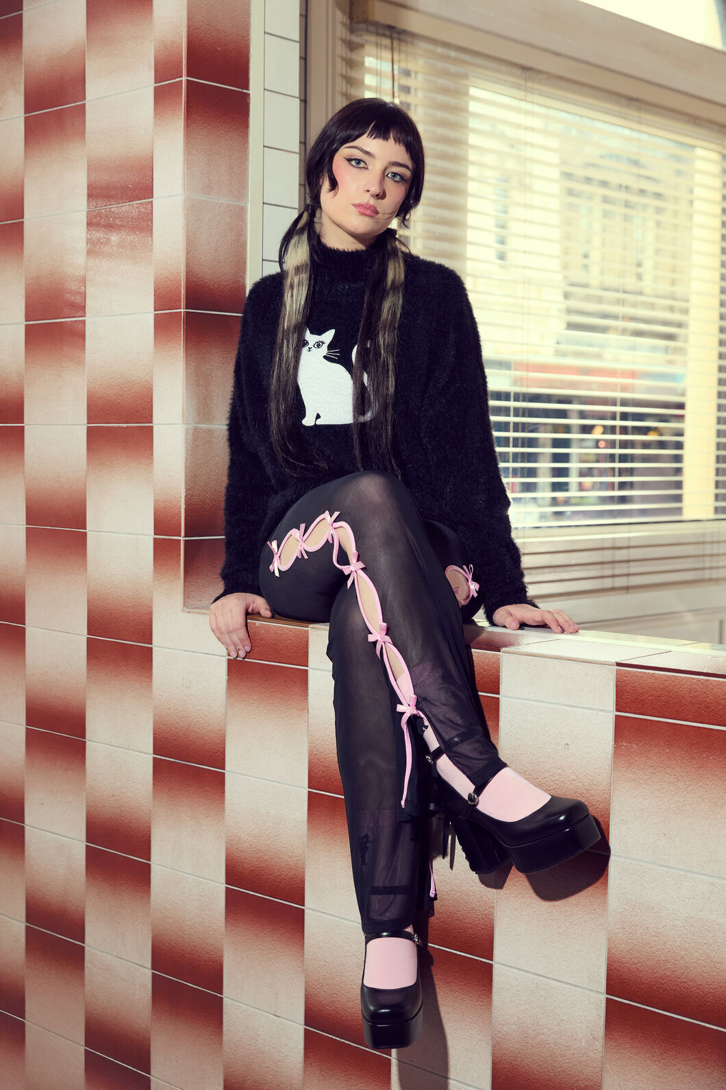 Dangerfield - Forgotten City Mesh Cut Out Pant - black