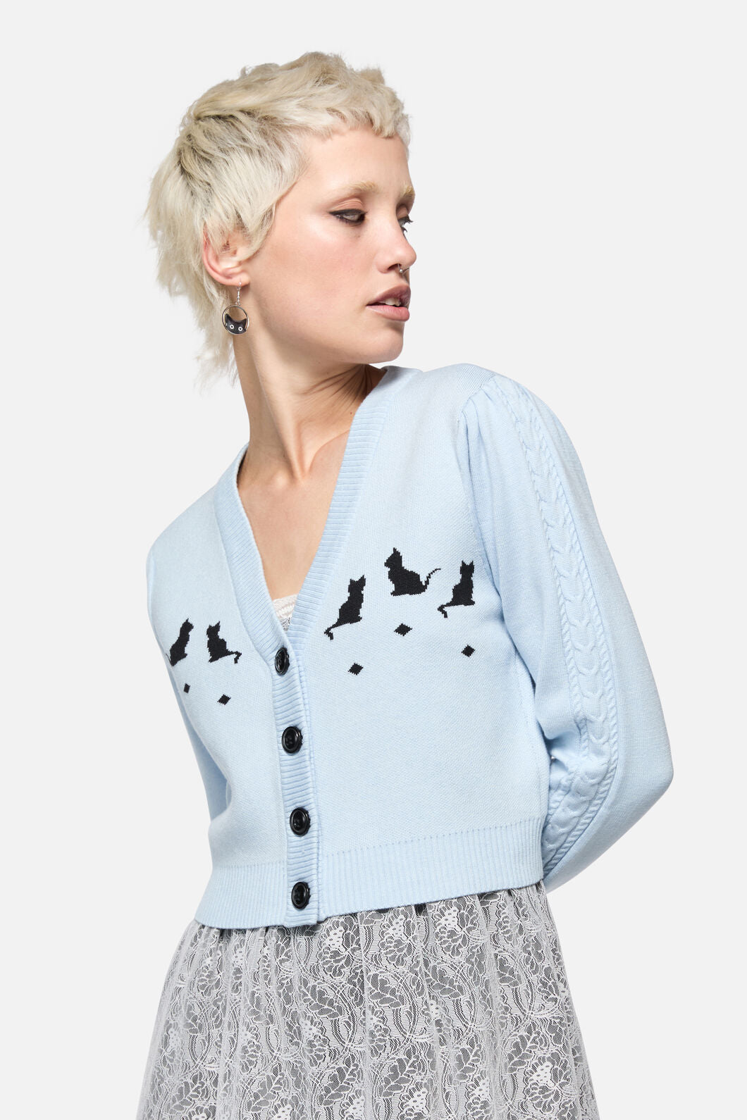 Dangerfield - Catkins Cableknit Cardi - blue