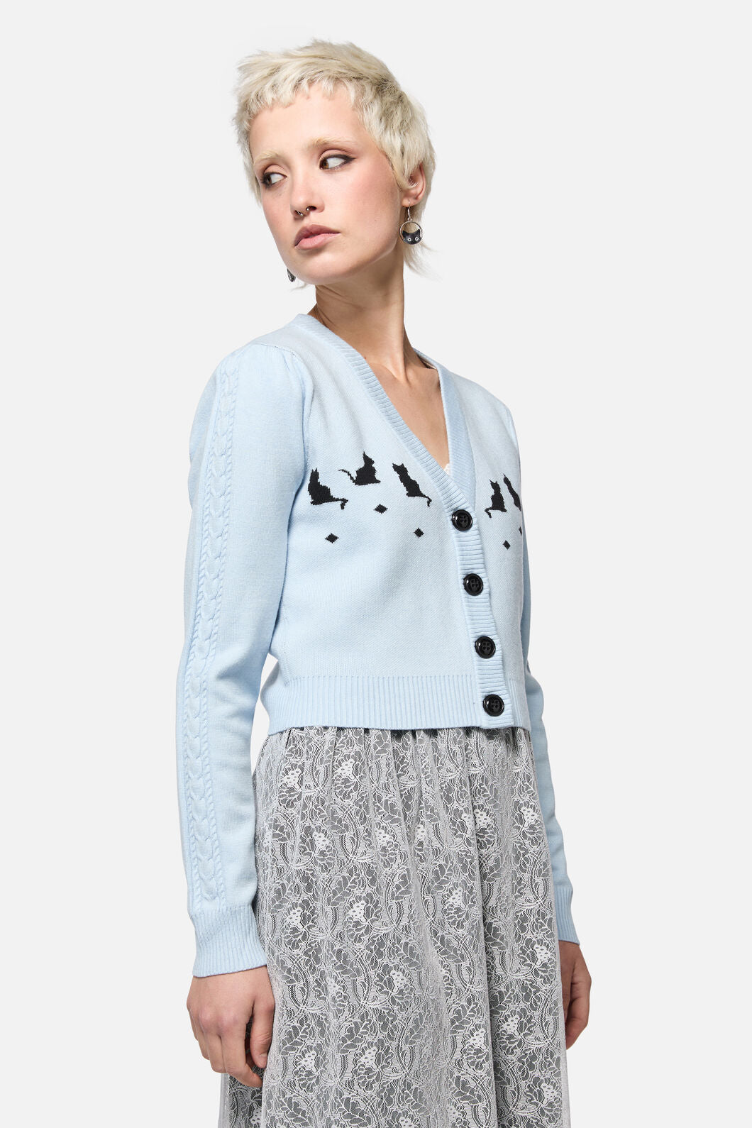 Dangerfield - Catkins Cableknit Cardi - blue