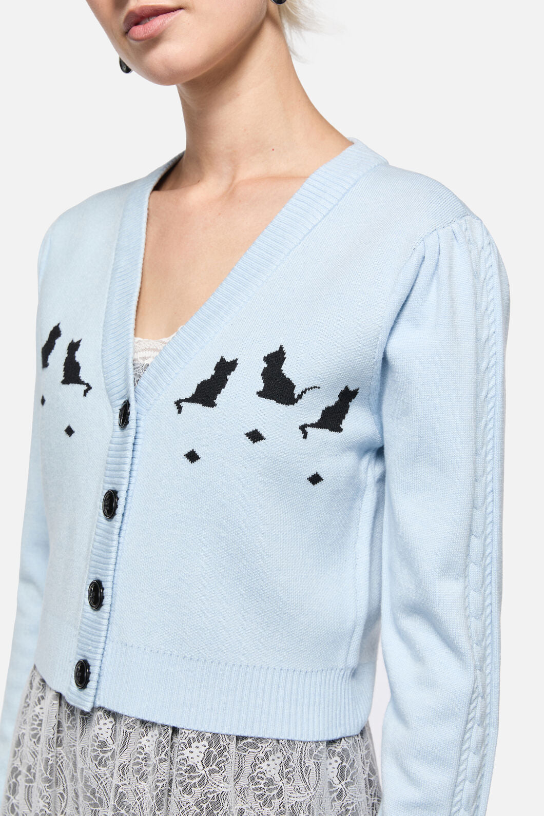 Dangerfield - Catkins Cableknit Cardi - blue