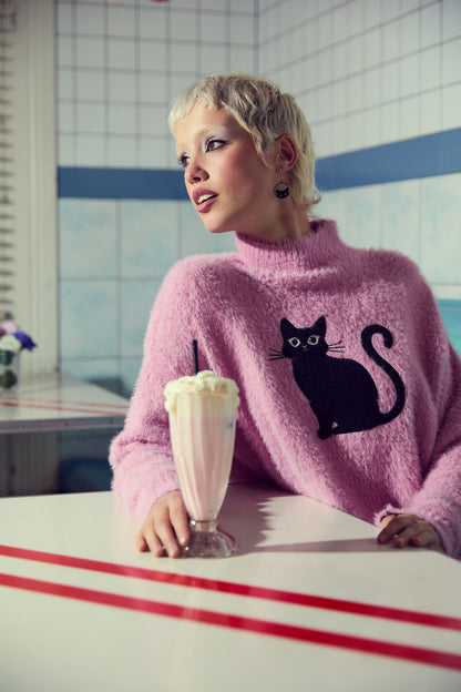 Dangerfield - Catkins Boucle Knit Jumper - pink
