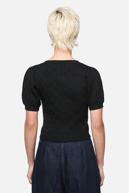 Dangerfield - Blooming Tie Knit Cardi - black