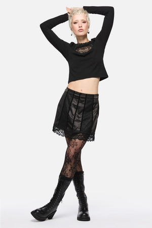 Dangerfield - Forgotten City Lace Trim Skort - black