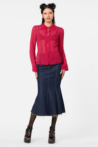 Dangerfield - Myth Collared LS Blouse - red