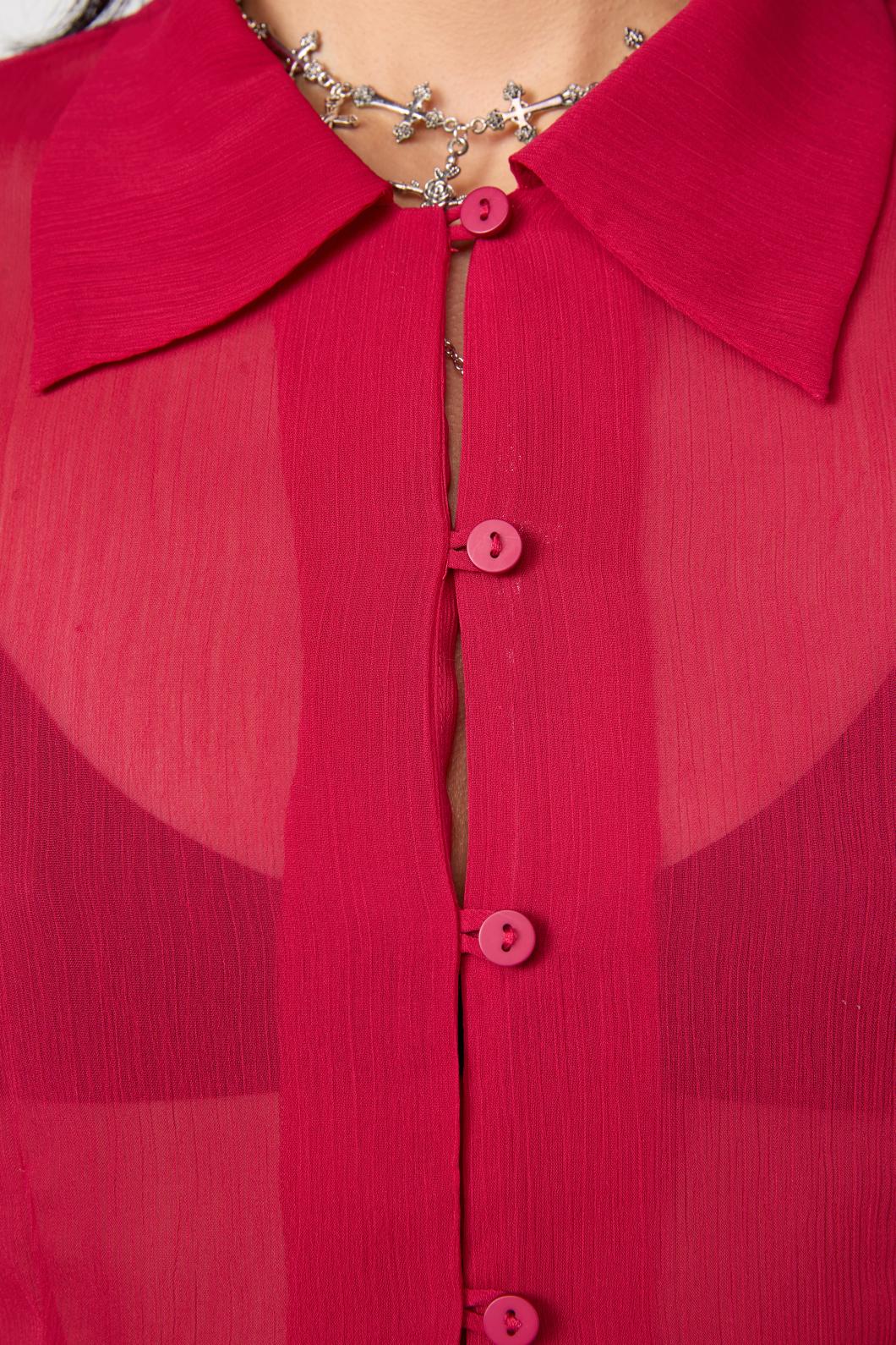 Dangerfield - Myth Collared LS Blouse - red