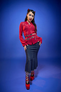 Dangerfield - Myth Collared LS Blouse - red